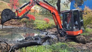 Nasty pond cleaning with the Kubota KX040 excavator