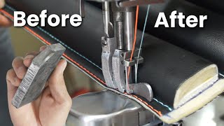 Twin needle presser feet made out of scrap | Raised pleats - Car upholstery / Furniture