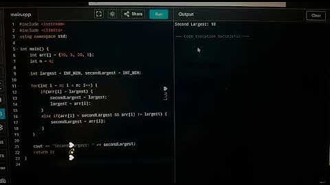Second largest number in array #dsa round #infosys #accenture #tcs #cpp 