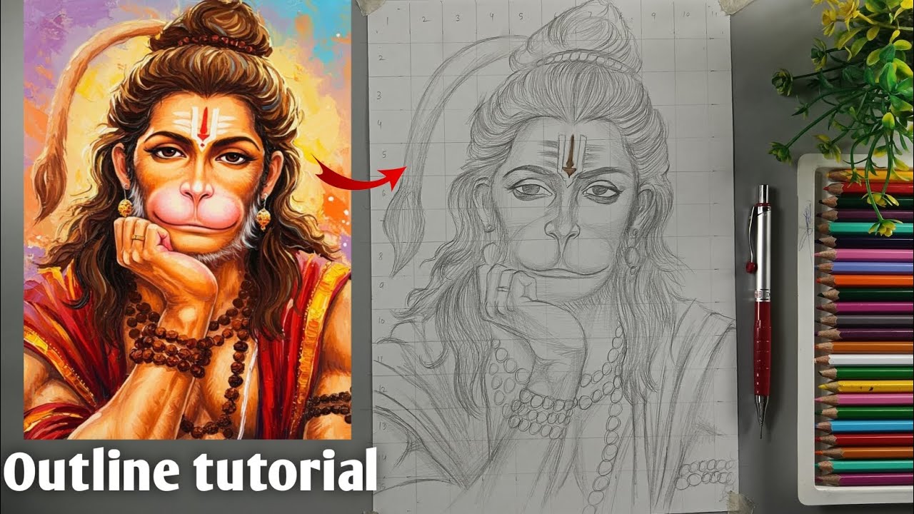Hanuman Ji Drawing, How To Draw Hanuman, Hanuman Drawing Step By Step 🤯