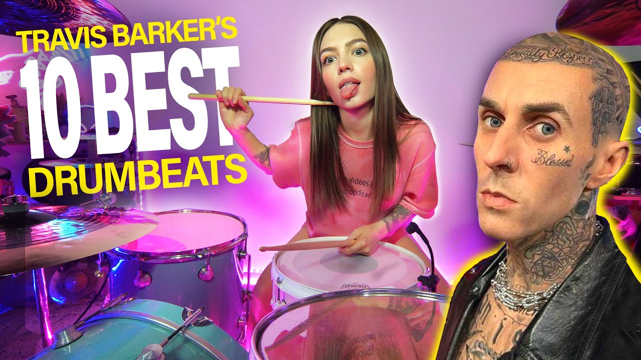 10 BEST Travis Barker DRUMBEATS | blink-182 Drum Medley Cover by Kristina Rybalchenko