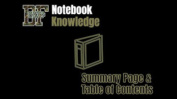 Notebook Knowledge: Table of Content & Summary Page
