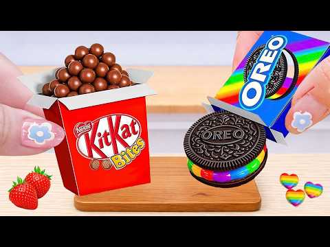 Miniature Rainbow Cake Decorating 🍫🌈 ASMR Cute Rainbow Chocolate KITKAT & OREO Cake
