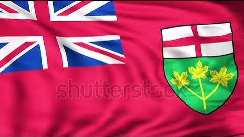 Canadian Province of Ontario flag waving in slow motion in the wind. Seamless Loop.