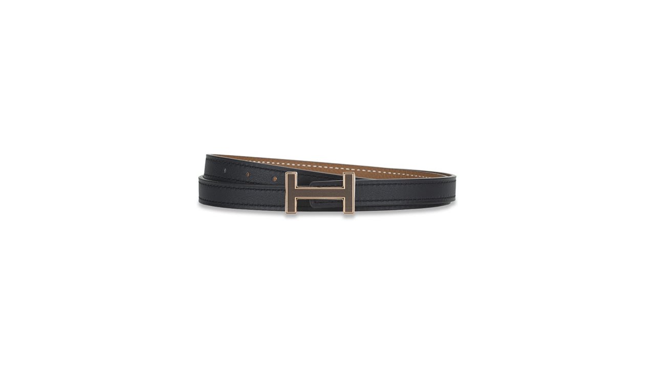 Hermes Swift Epsom 13mm Focus Belt Black Gold Sz 70