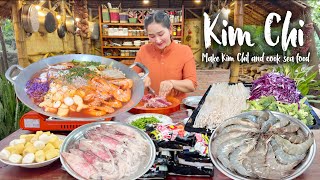 Kim Chi Homemade by Mommy Chef Sros, Spicy Seafood noodle with Kim Chi, Cooking with Sros