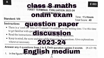 class 8 maths onam exam question paper discussion 2023-24 English medium kerala syllabus/Math magic
