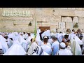 Traditional priestly blessing (birkat kohanim) in Sukkot at the Western Wall in Jerusalem 2025