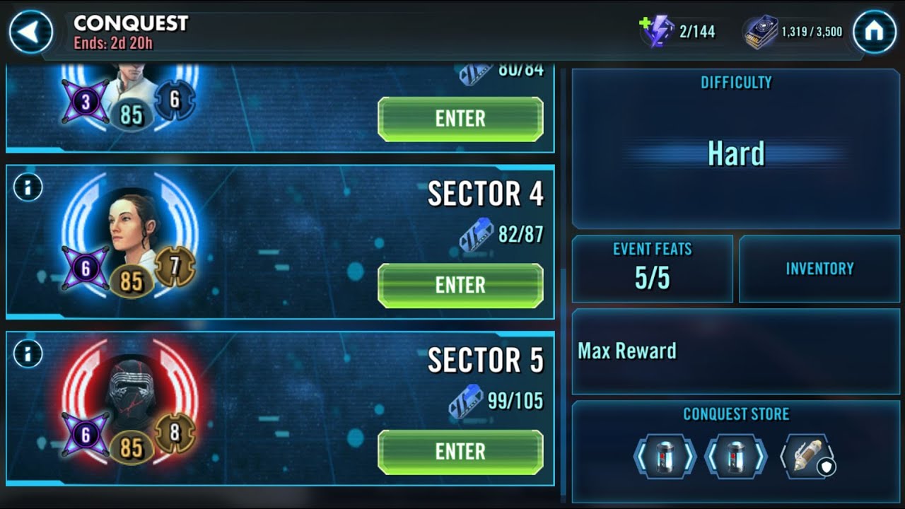 Conquest Hard Mode Sector 5 Max Reward & Multiple Feats Achieved