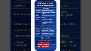 KVS Contractual Recruitment 2026 | PGT TGT PRT Vacancy Full Details