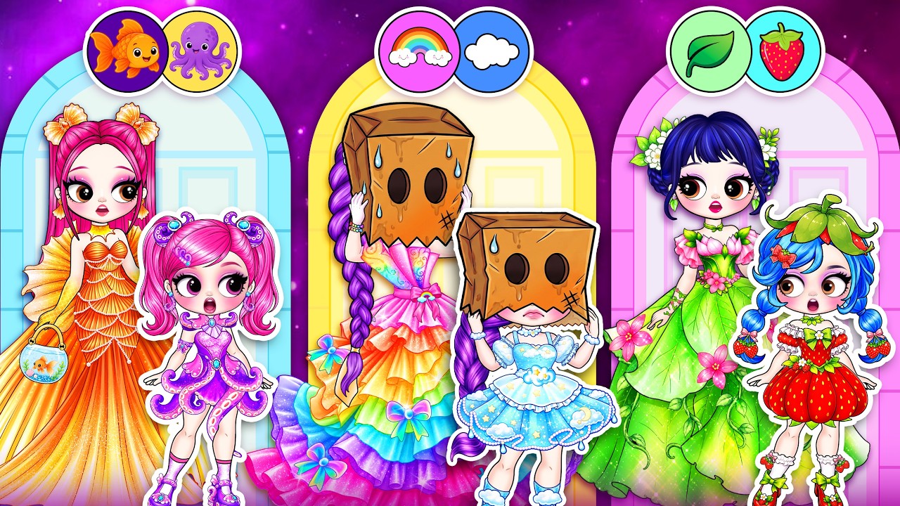 Rumi, Mira & Zoey Transform into New Fashion | DIY Fashion Paper Dolls