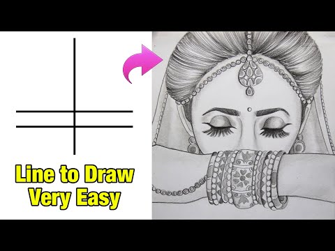 How to Draw Beautiful Traditional Half Eyes Bride Very Easy || Bride Drawing Easy