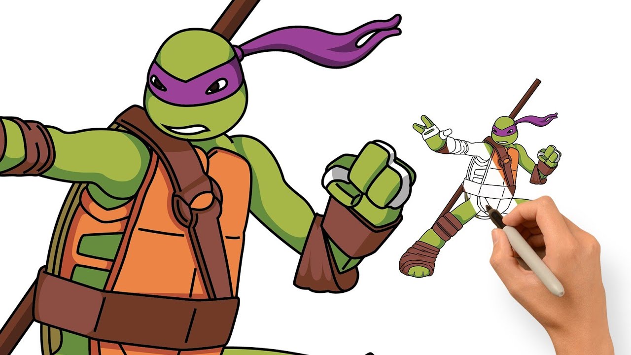 Como desenhar: Michelangelo, Tartarugas Ninja no estilo cartoon! ✍️🏾