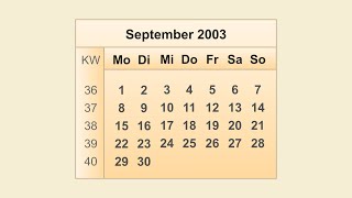 Kalender September 2003