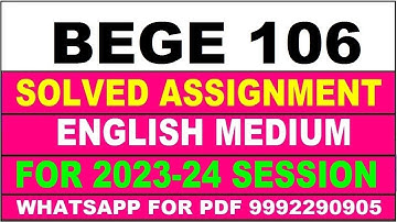 bege 106 solved assignment 2023-24 | bege 106 solved assignment in english 2024 | bege 106 2024