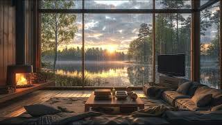 Relaxing Piano Jazz Music in Cozy Porch | Gentle Forest Ambience with Gentle Wind for Work, Study