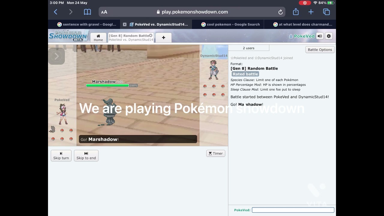 Pokémon showdown and a reminder