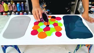 Gray or Blue  Which Side Wins?  Colorful and Bright Acrylic Painting!  Acrylic Pouring