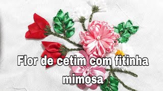 FLOR DE CETIM COM FITINHA MIMOSA( FITA NÚMERO 1) Como fazer flor de cetim fácil e linda?