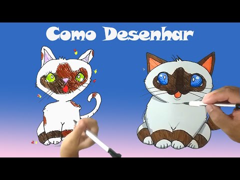 Como desenhar um Gato siamês muito fofo