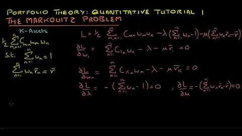 Portfolio Theory: Quantitative Tutorial 1 ( The Markowitz Problem)*