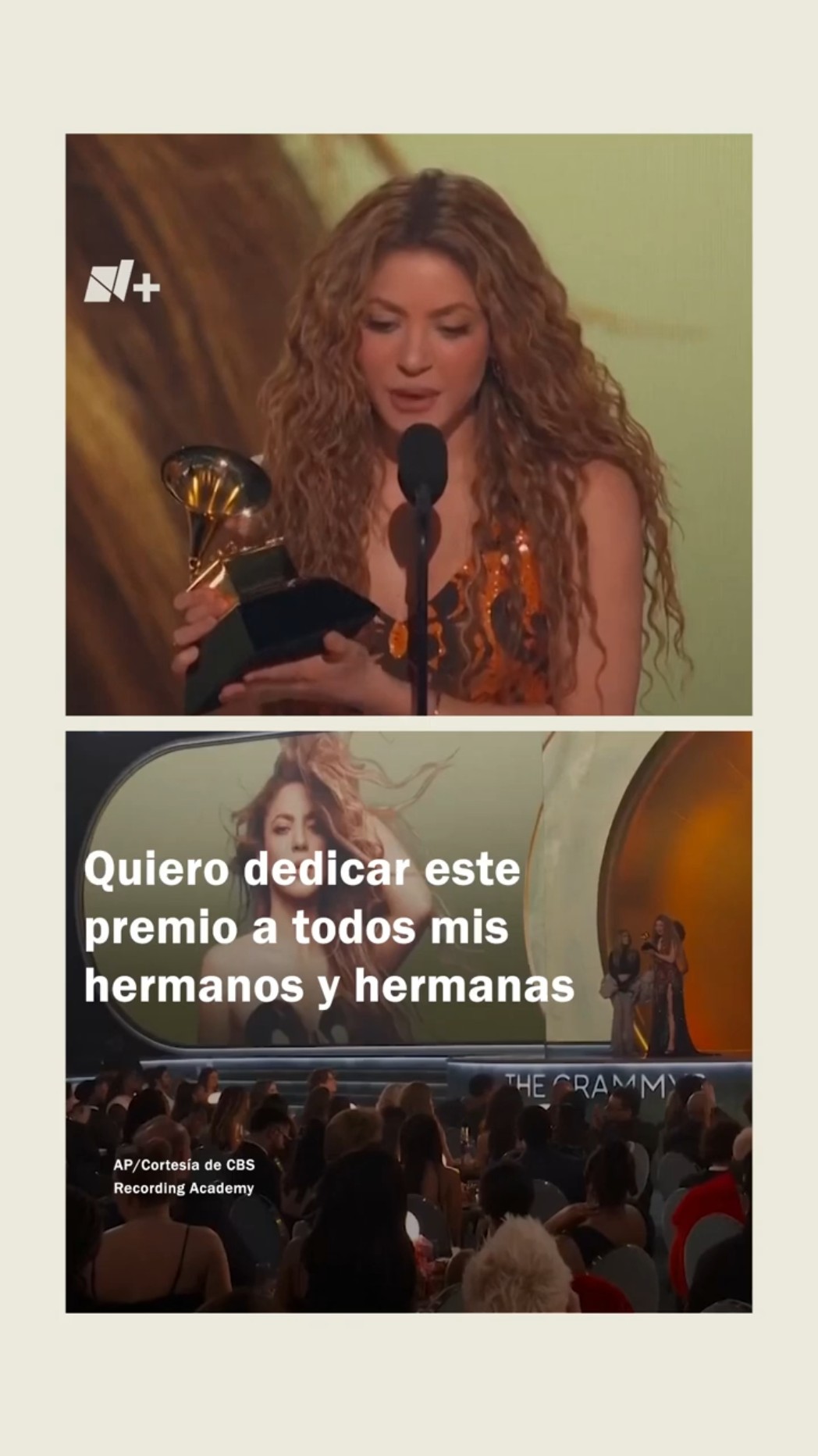 Shakira dedica palabras a migrantes en los Grammys - N+ #Shorts