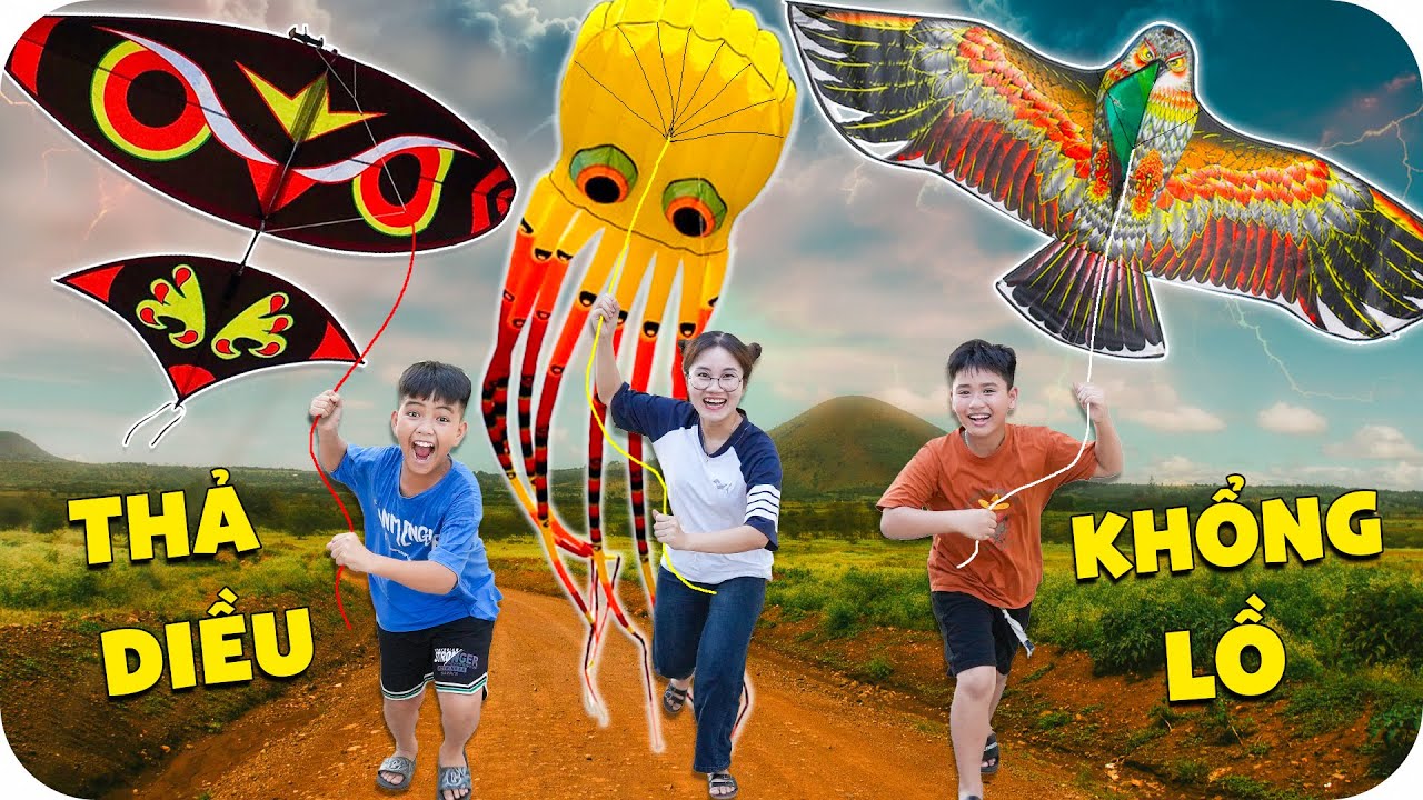 1 Ngày Thả Diều Bạch Tuộc, Diều Đại Bàng, Diều Cú Mèo Siêu To Khổng Lồ | Min Min TV Minh Khoa