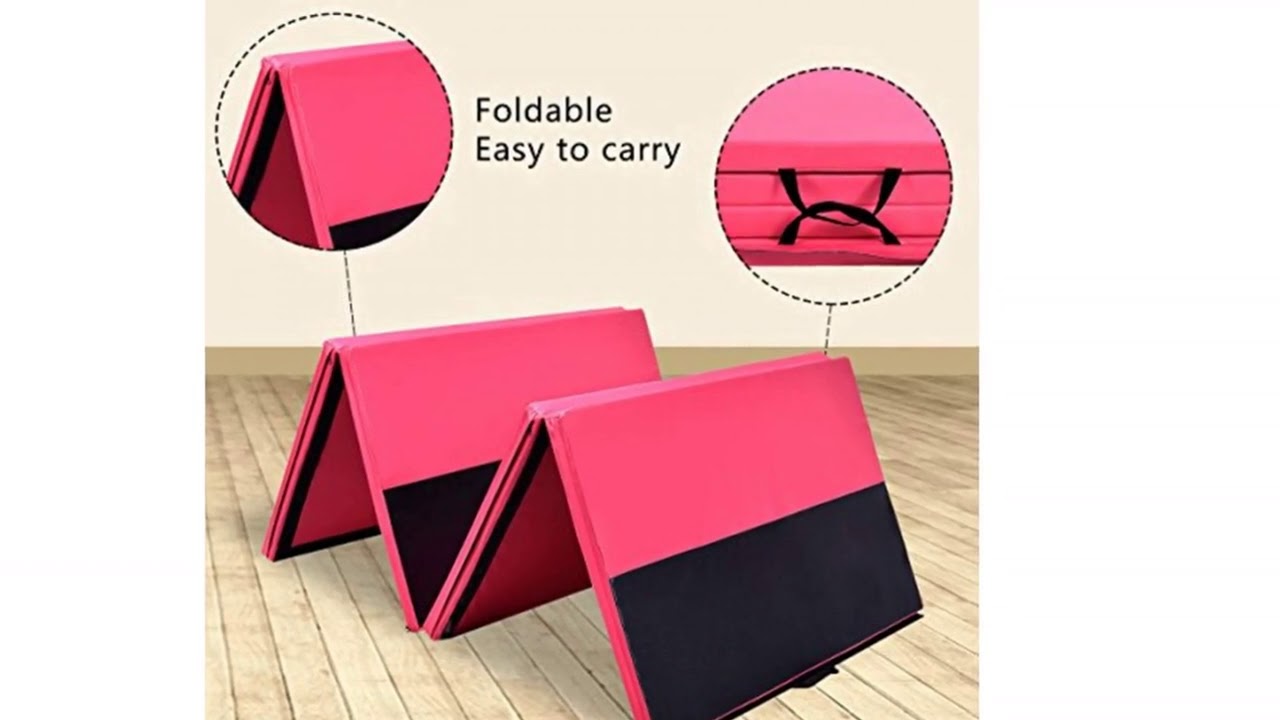 GYMAX Gymnastics 10FT Gymnastic Mat + 7FT Balance Beam, Folding Gym Training Home Exercise Tumblin