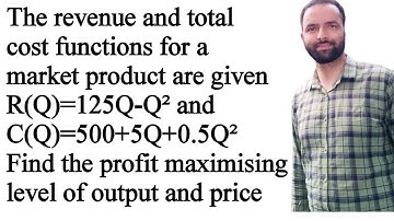 profit maximising level of output and price from Revenue and Cost functions #EconMath