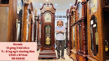 Đồng hồ cây Châu Âu Hermle. 12 gông chơi 3 bản nhạc. Tự động ngắt chuông đêm. Đẹp xuất sắc
