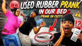 USED RUBBER IN OUR BED😱‼️ PRANK ON COZYY (SHE HIT ME⁉️)