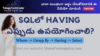 Having Clause in SQL Tutorial - Learn How to Filter Aggregated Results (Telugu)