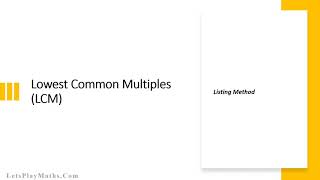 Find LCM Using Listing Method