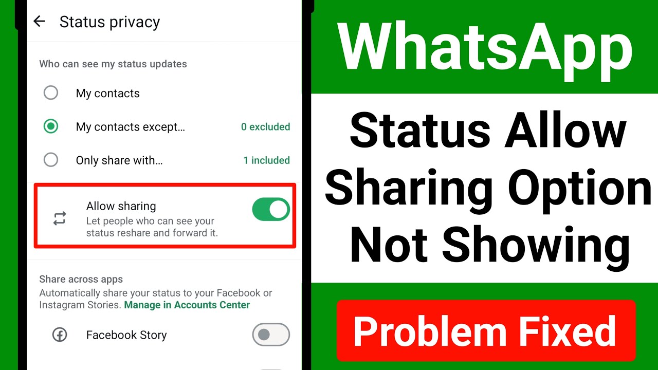 Fix Whatsapp Status Allow Sharing Option Not Showing || Whatsapp Status ...