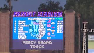 100m (9.99), 200m (19.75), and 4 x 400m relay (2:59.03) winners at the SEC meet in Gainesville, 2024