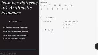 Number Patterns    01   Arithmetic Sequences