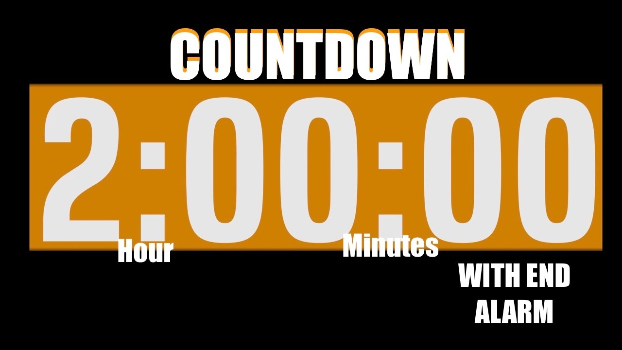 2 Hour Timer Countdown Yellow Ochre with End Alarm