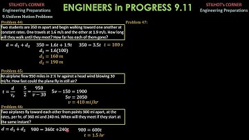 UNIFORM MOTION PROBLEMS: ENGINEERS in PROGRESS 9.11