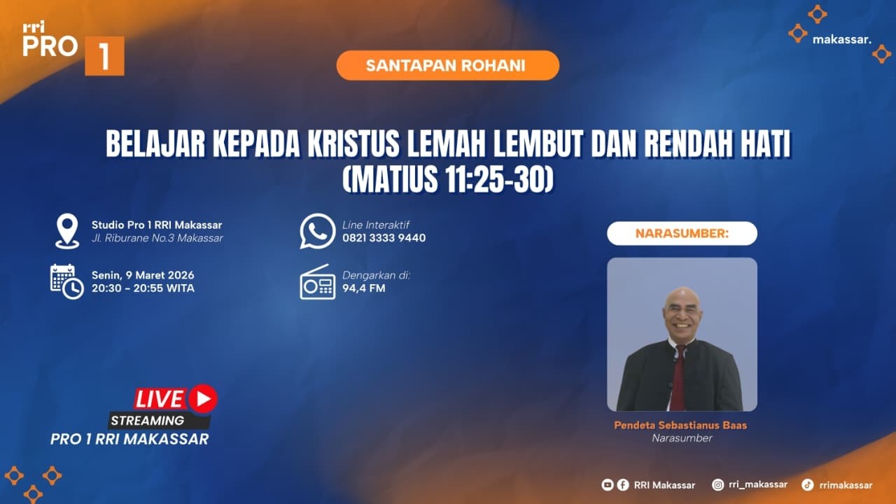 Belajar Kepada Kristus Lemah Lembut dan Rendah Hati ( Matius 11:25-30 ) II Senin, 09 Maret 2026