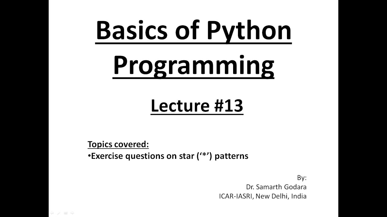 Python Lecture 13 Star patterns - YouTube