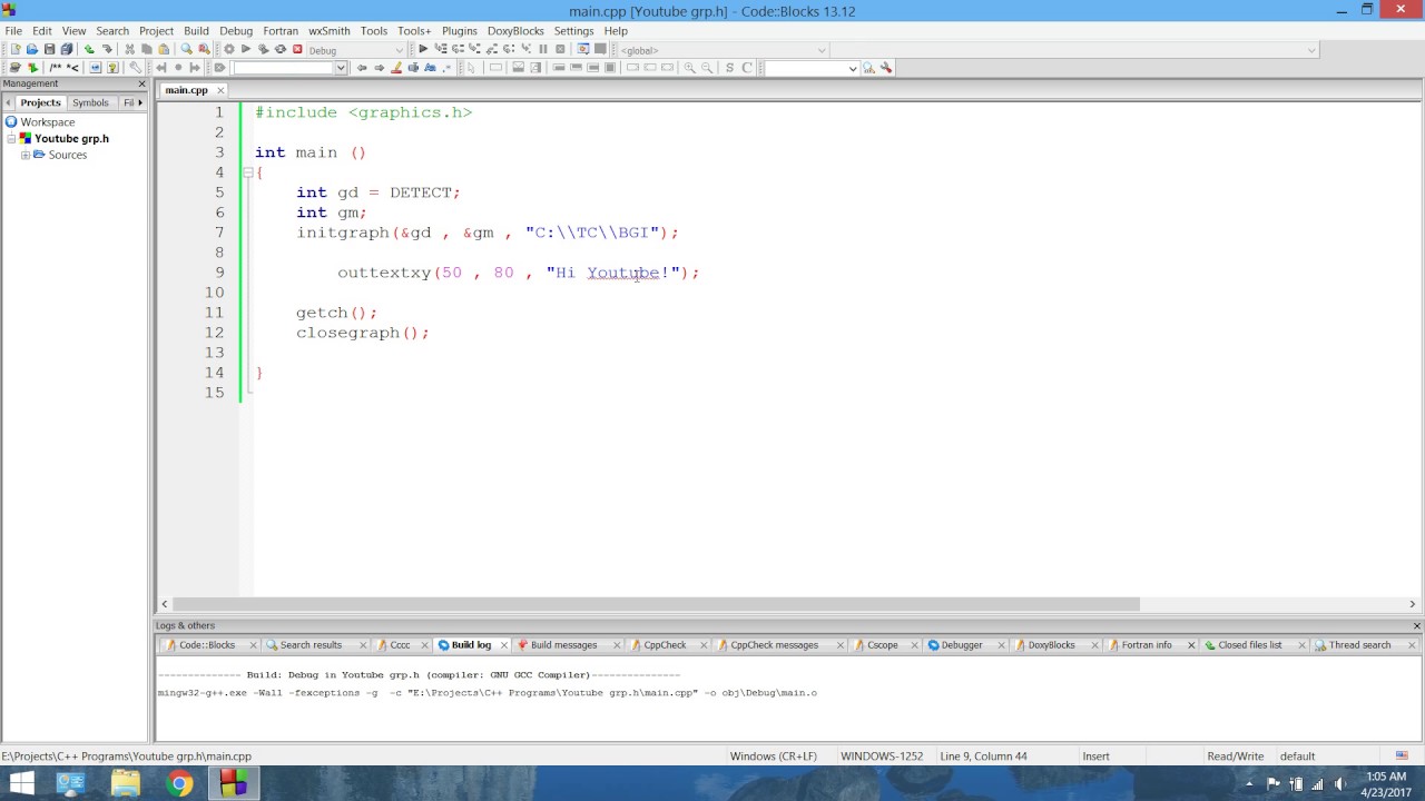 Code Blocks Graphics | Text (outtextxy) - YouTube