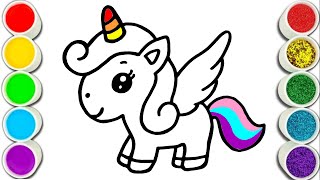 Cute Rainbow Unicorn Easy and Cute drawing easy with colours