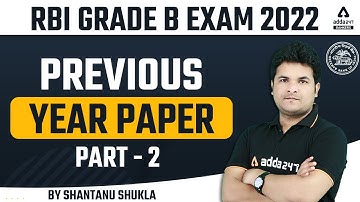 RBI Grade B 2022 | Previous Year Paper Part -2  | RBI Grade B Maths by Shantanu Shukla