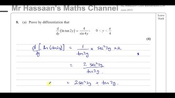 WMA02/01 IAL (Edexcel) C34 JUNE 2015 IAL Q8  Differentiating Trig Functions, Differential Equations