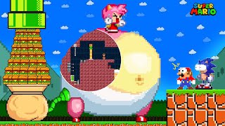 Super Mario Bros. But Mario And Sonic Vs Big Fat Amys Maze Mayhem In Sonic 2D