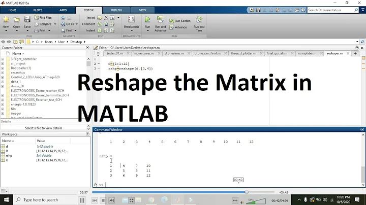how to reshape a matrix or vector in matlab | reshaping matrices in matlab
