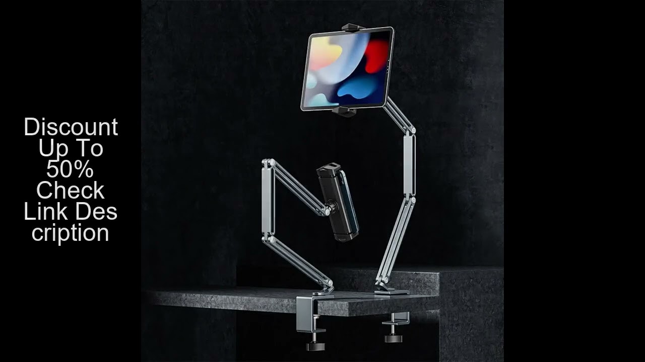Desk Bed Tablet Stand Adjustable for 4-12.9 Inches Mobile Phones Tablets Aluminum Arm Mount Support