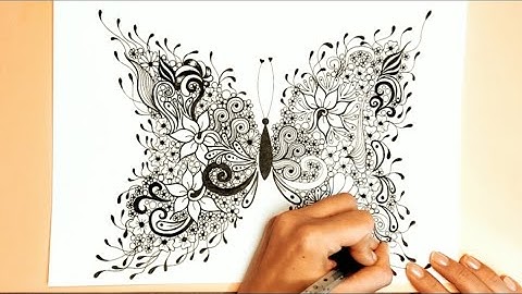 Zentangle for beginners 🌸 Butterfly drawing 🌸 Flower drawing 🌸 Zentangle patterns