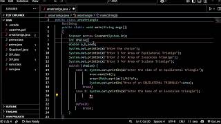 WAP in java to calculate  area of eqilateral,isosceles & scalene triangle according to users choice?