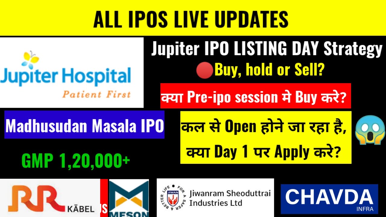JUPITER HOSPITAL IPO LISTING DAY STRATEGY🔴BUY, HOLD OR SELL 🔴MADHUSUDAN MASALA SME IPO 🔴ALL IPOS GMP